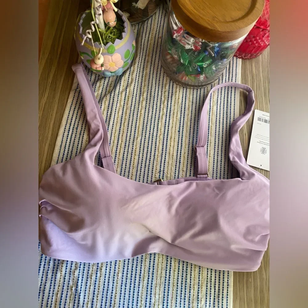 ATHLETA Square Neck Bra Cup Bikini Top Lavender Sz 40D NWT